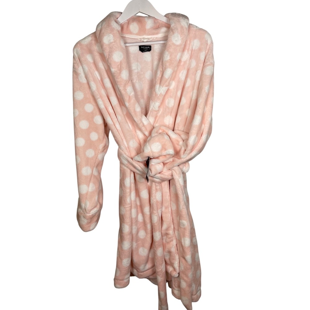 Kate Spade New York Pink Polka‎ Dot Plush Fleece Robe KS42785T L/XL NWT
